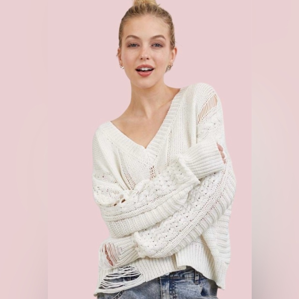 Women's White Knit Sweater